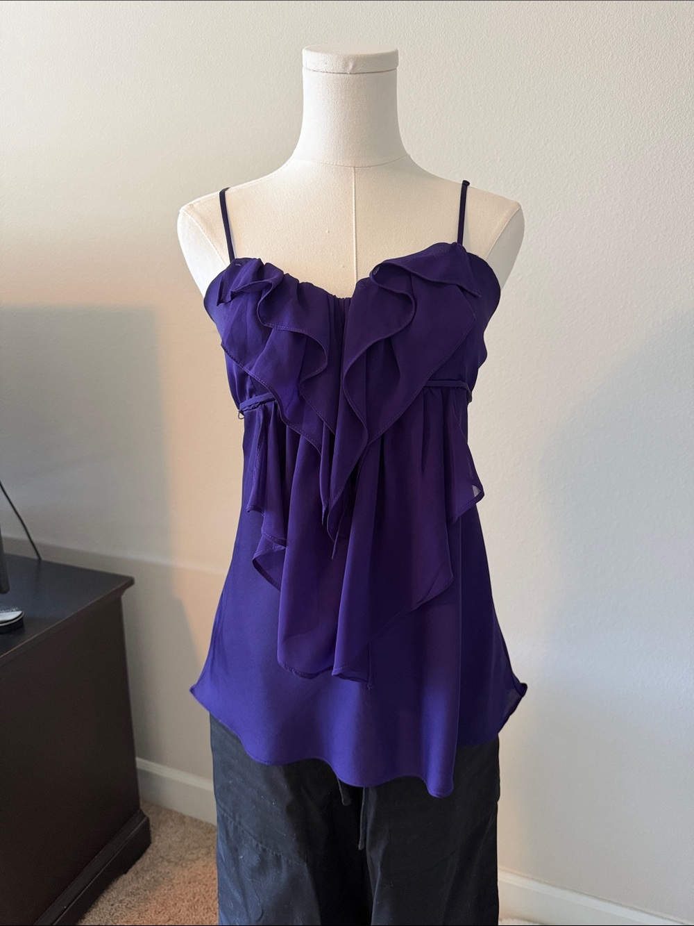 Forever 21 Violet Ruffle Chiffon Spaghetti Strap Camisole